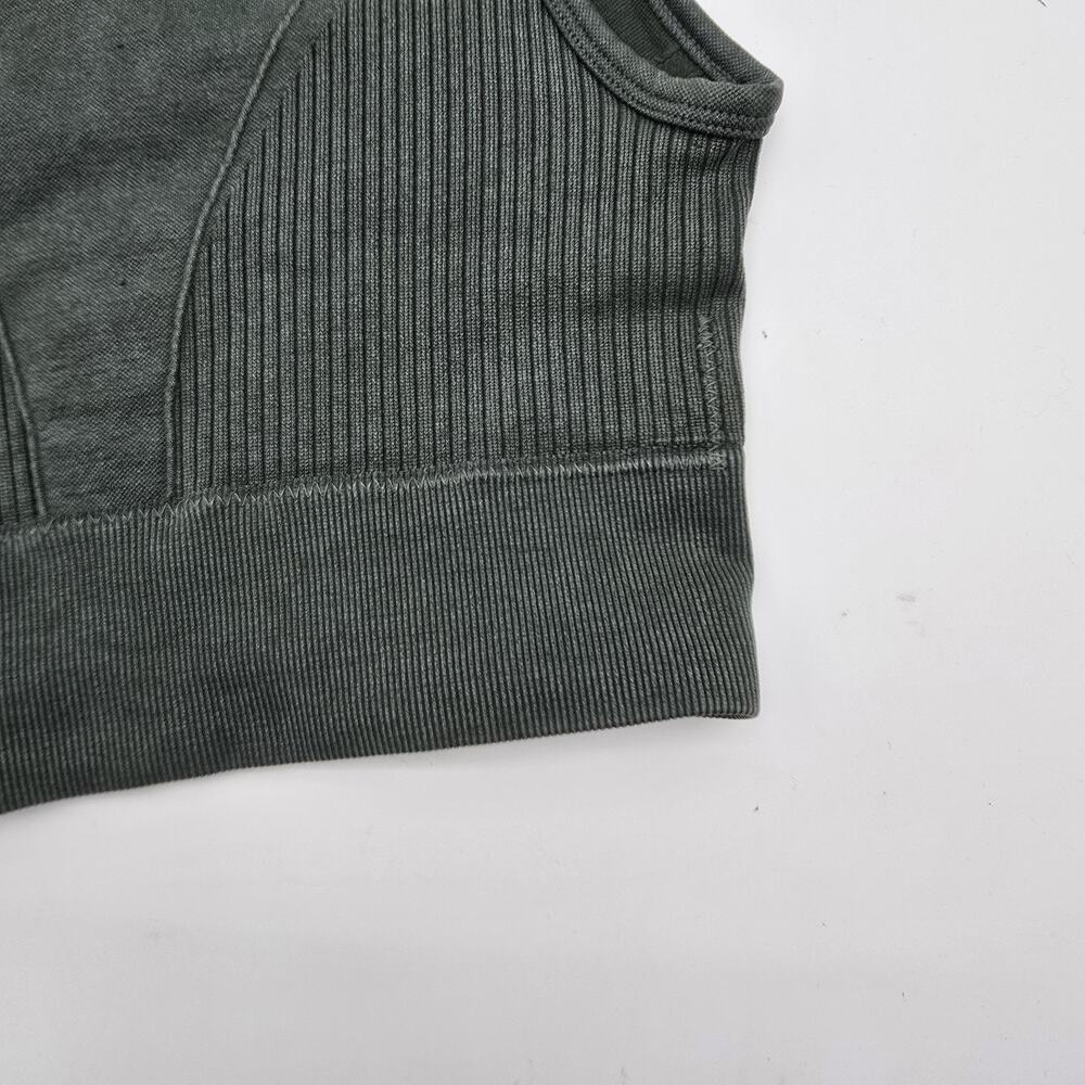 Morela Bra Womens XS Green High Neck Tank Bralette Sports Longline Ribbed Moto - Picture 4 of 8